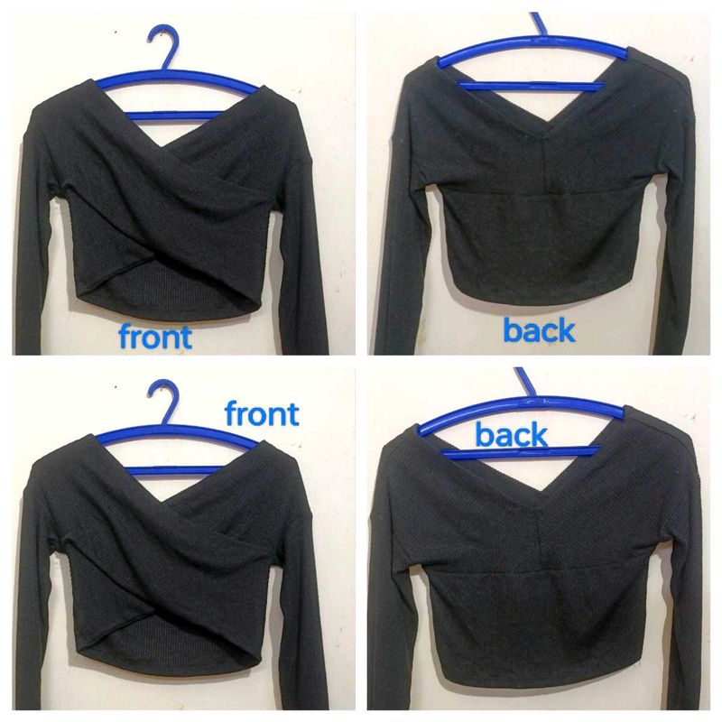 Black Crop Full Sleeve Top
