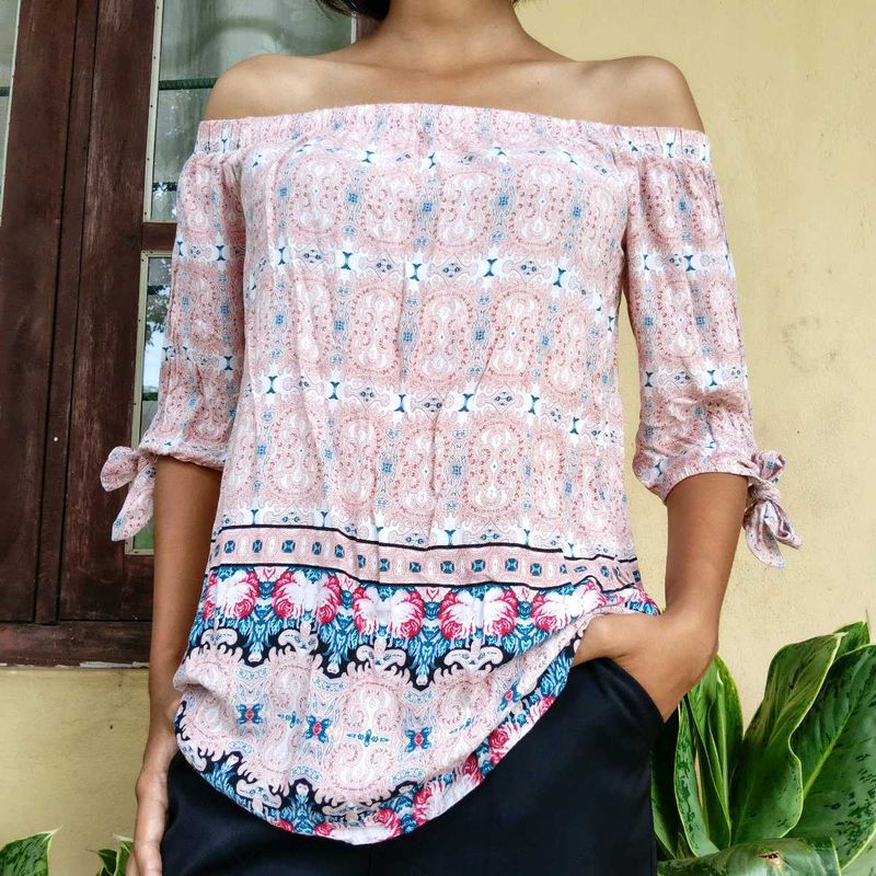 Off-the-Shoulder Paisley Top