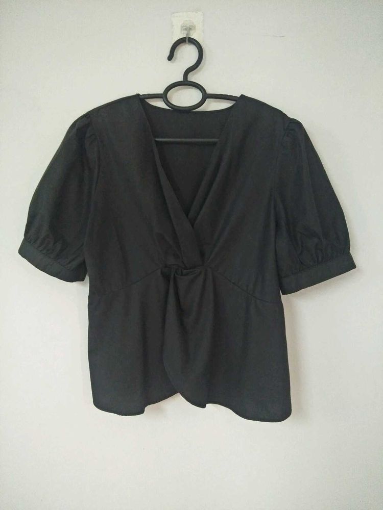 Black Front Knot Tops