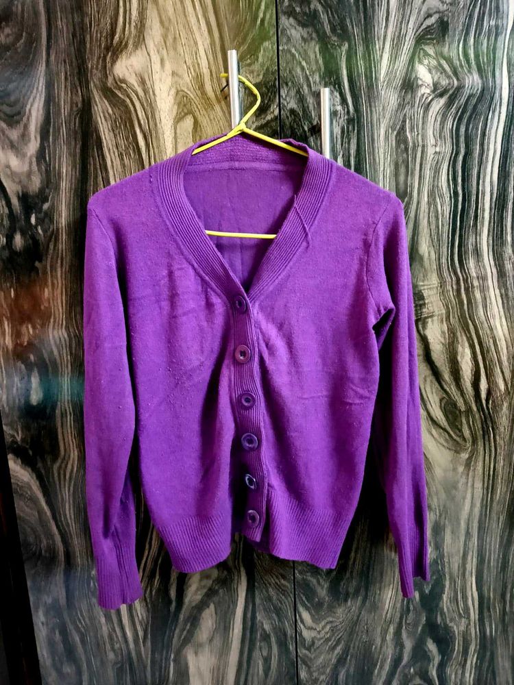Purple Knit Cardigan