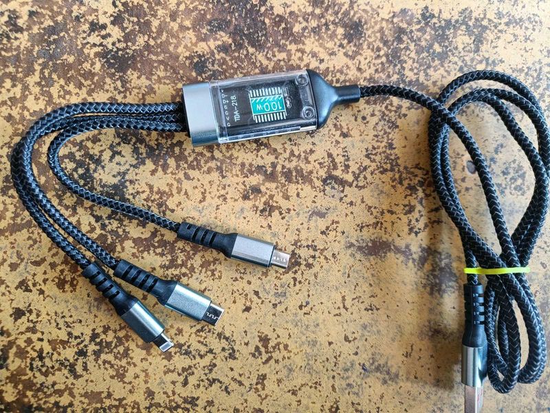 3 in 1 100w/6A Charging Cable