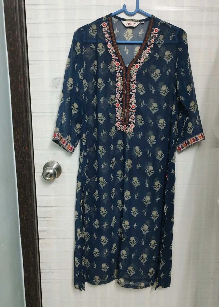 Biba Embroidered Blue Kurta