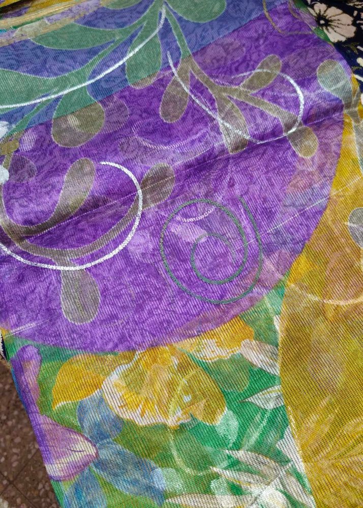 floral sareee with silver design