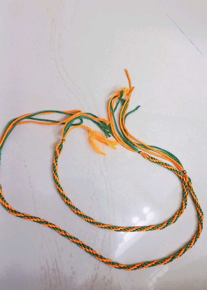 Orange And Green Thread Rakhi
