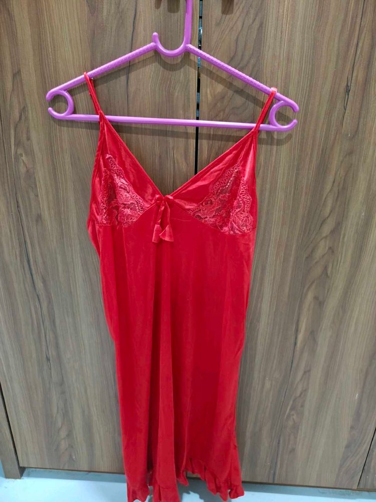 Red Lace Cami Slip Dress