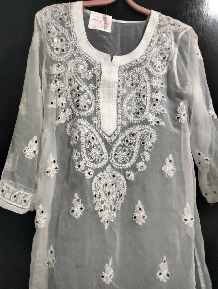 Mirror Work Chikankari Kurta
