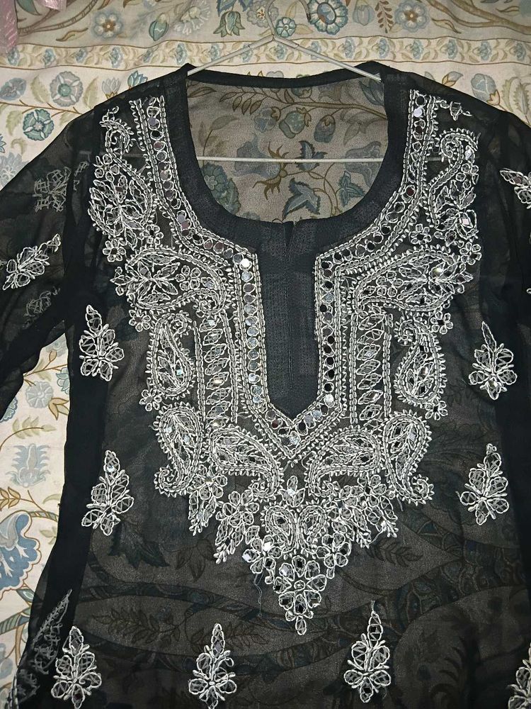 Beautiful Partywear black kurti with inner