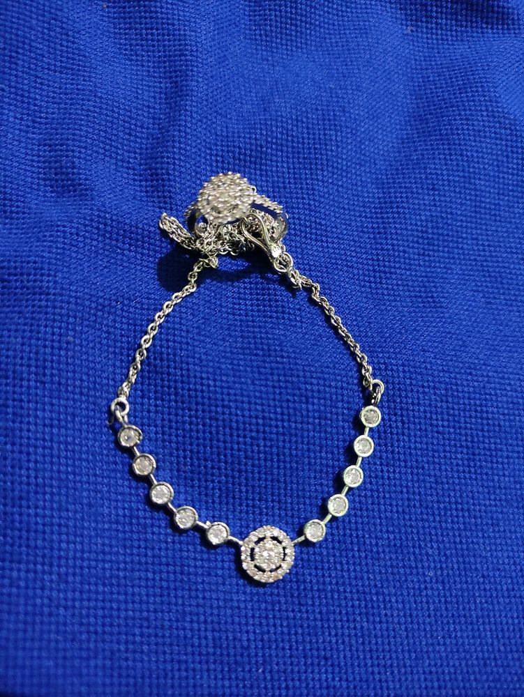 Silver Plated Chain With Ring