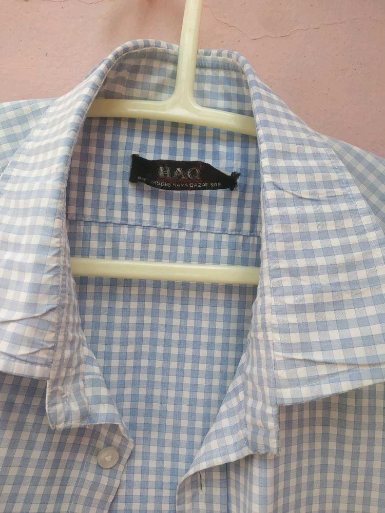 Mens Check Shirt Blue &amp; White