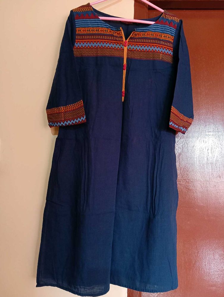 Nevy Blue Pure Cotton Kurta Comfortable For Summer