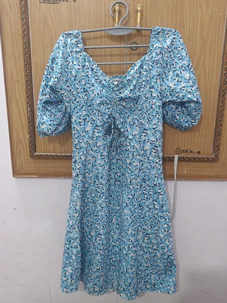 Blue Floral Mini Dress
