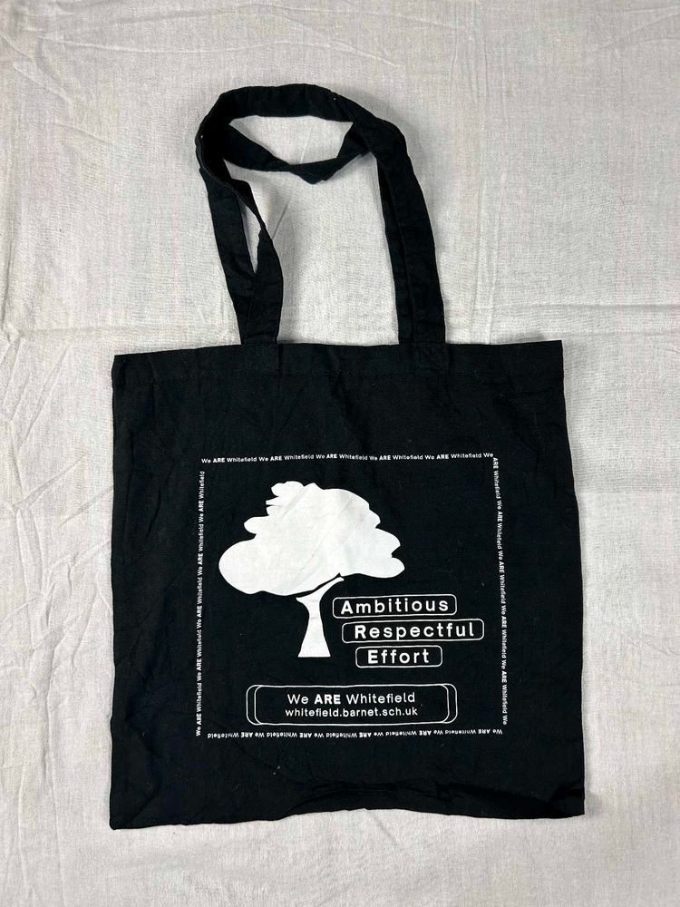 Black Graphic Print Tote Bag