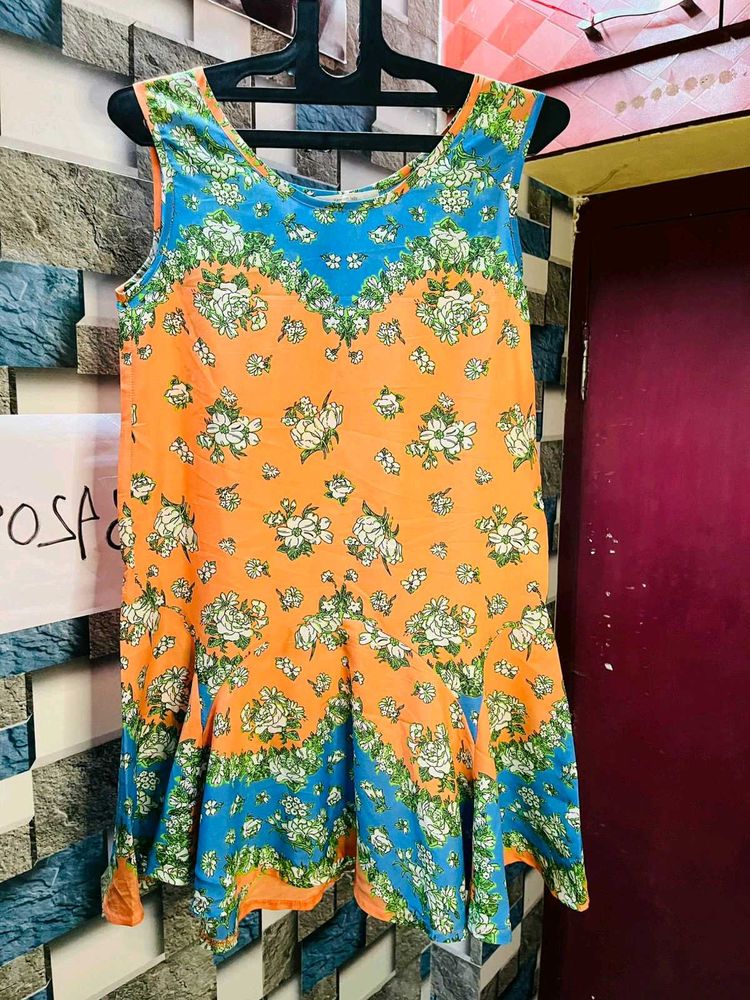 Women Printed Orange Coloured Floral Dress