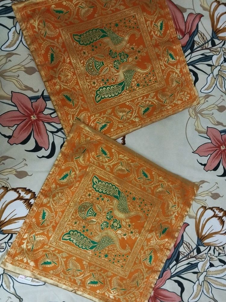 Orange Silk Cushion Covers