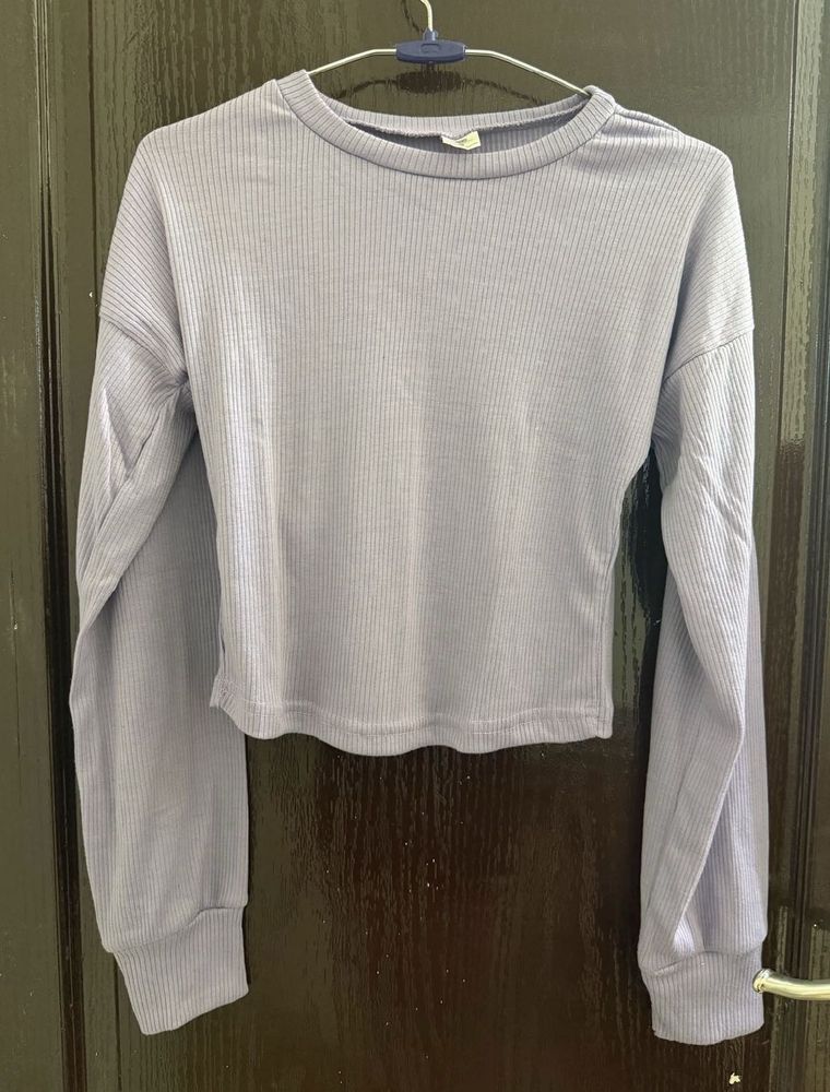 Lavender Cropped Long Sleeve Top