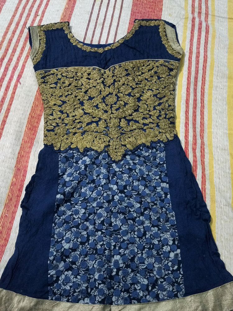 Jari Neavy Blue Women Kurta