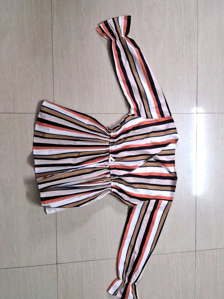 Striped Ruched Crop Top