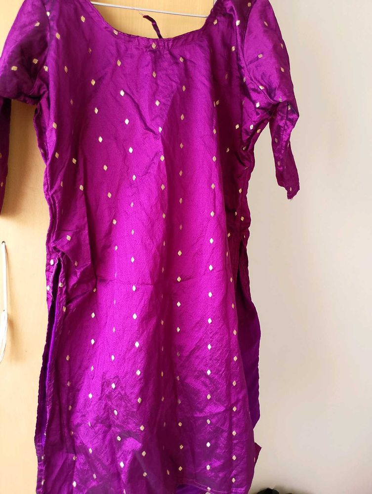 Purple Silk Kurtha