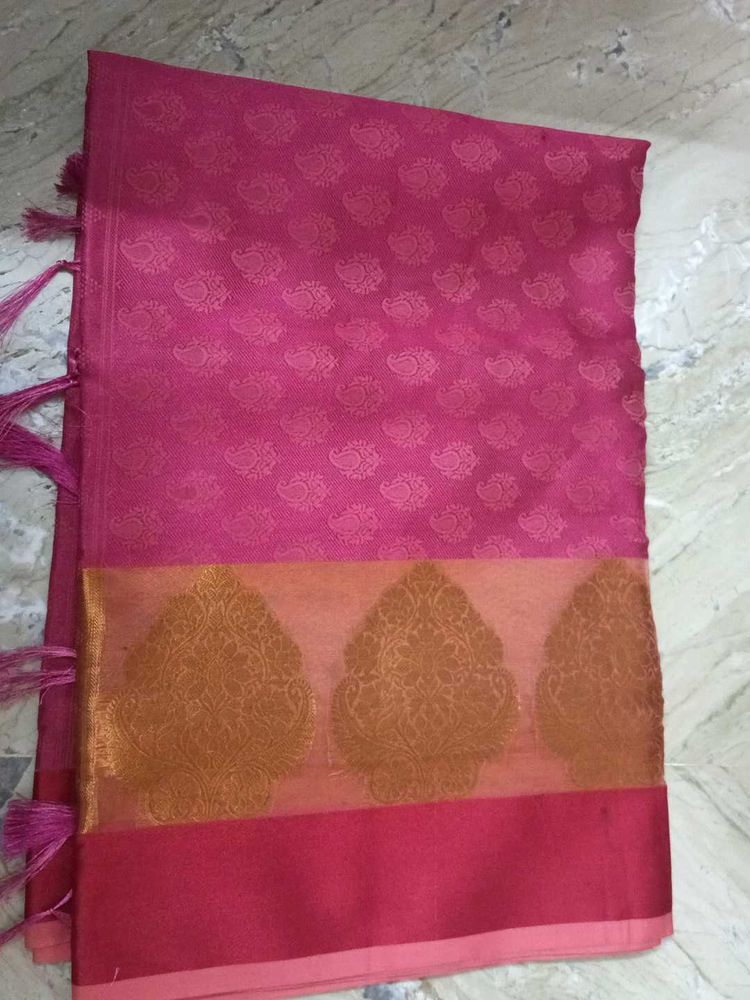 Pink Paisley Saree
