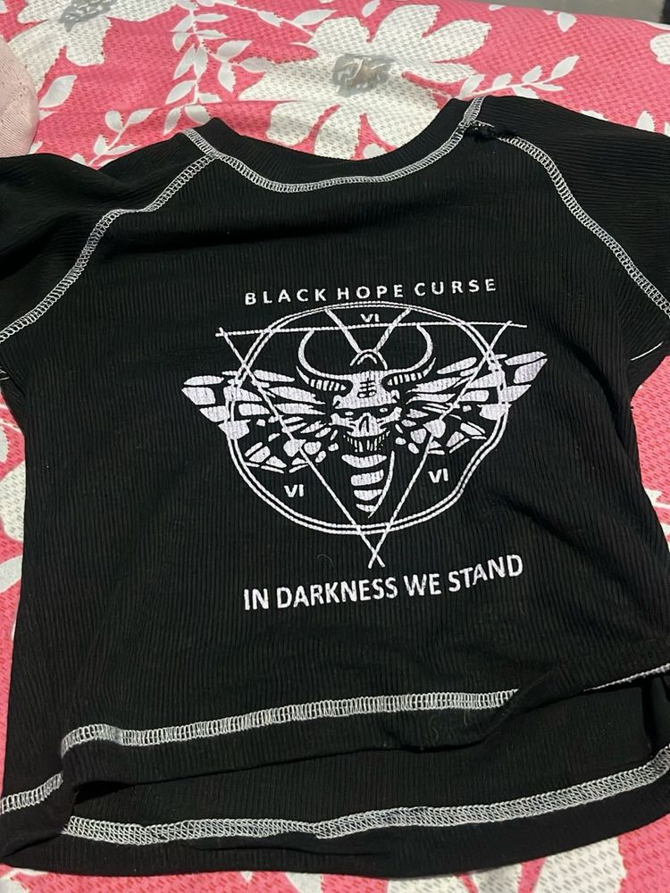 Graphic Print Black Top