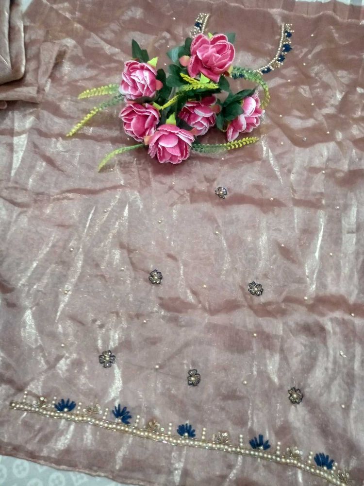 organza kurti brown 🤎 colour