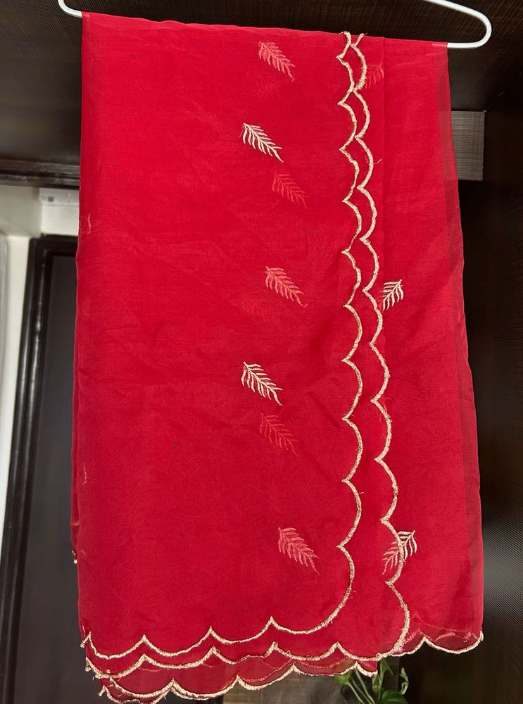 Pure Organza Red Dupatta