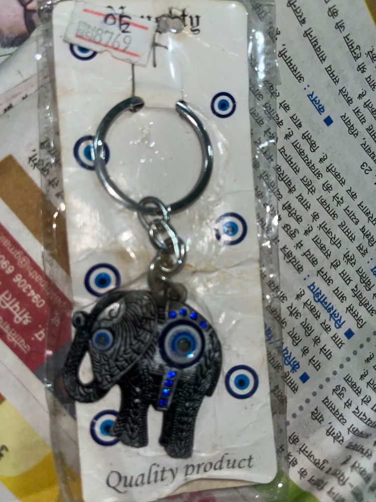 Evil Eye 🧿 Elephant Keychain 👁️ 🐘