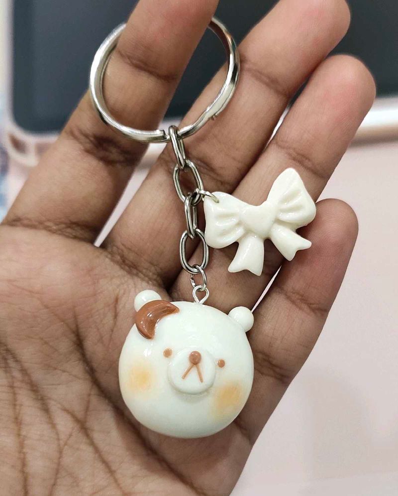 Cute Bear Keychain with Bow 🐻🌸🎀
