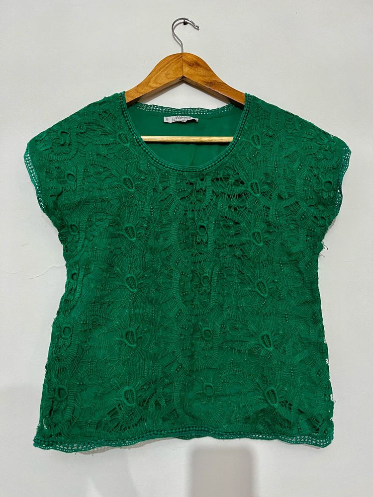 Emerald Green Lace Top