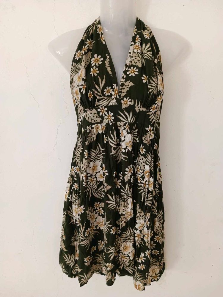 FLORAL HALTER DRESS
