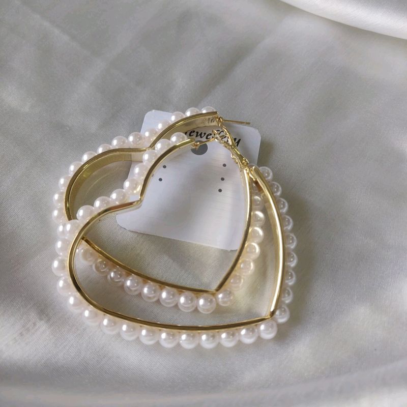 Pearl Heart Hoop Earring