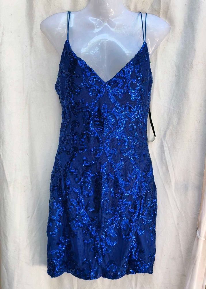 I. Royal Blue Sequin Mini Dress