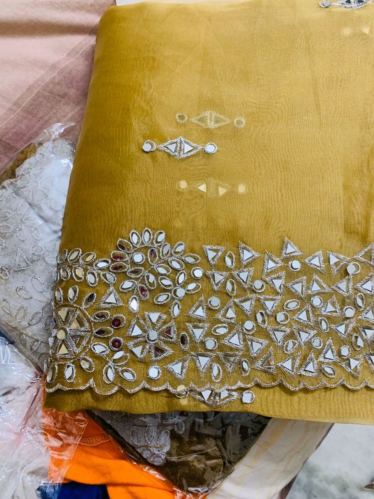 Designer mirror work saree