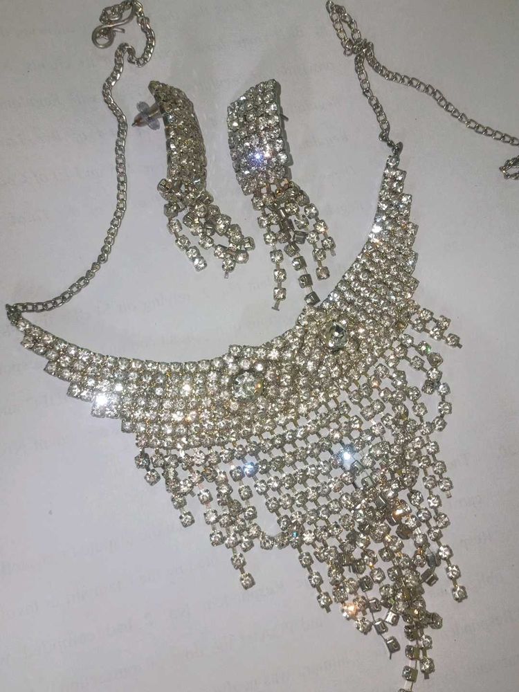 Rhinestone Necklace &amp; Earring Set