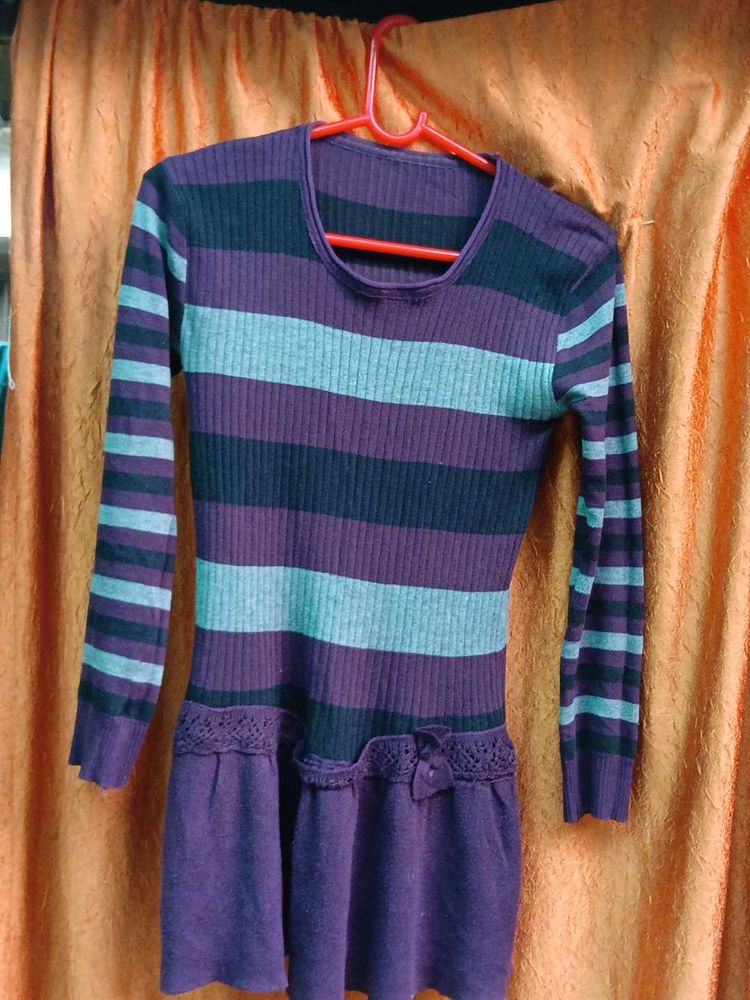 Striped Long Sleeve Knit Dress