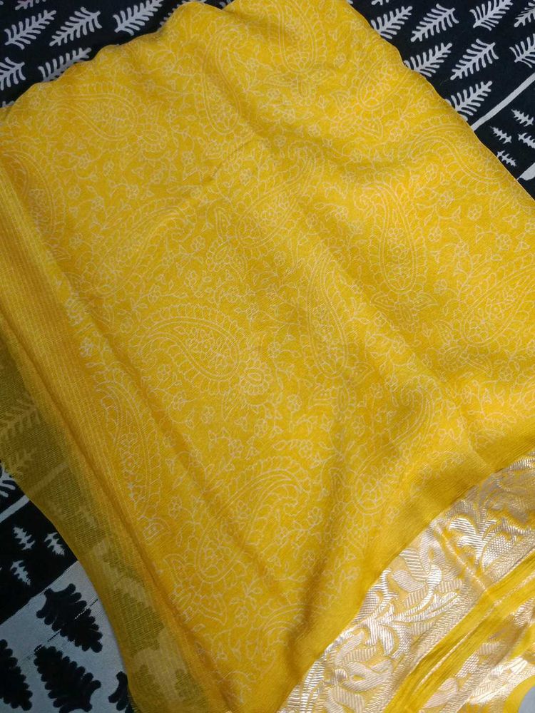 Yellow Paisley Saree