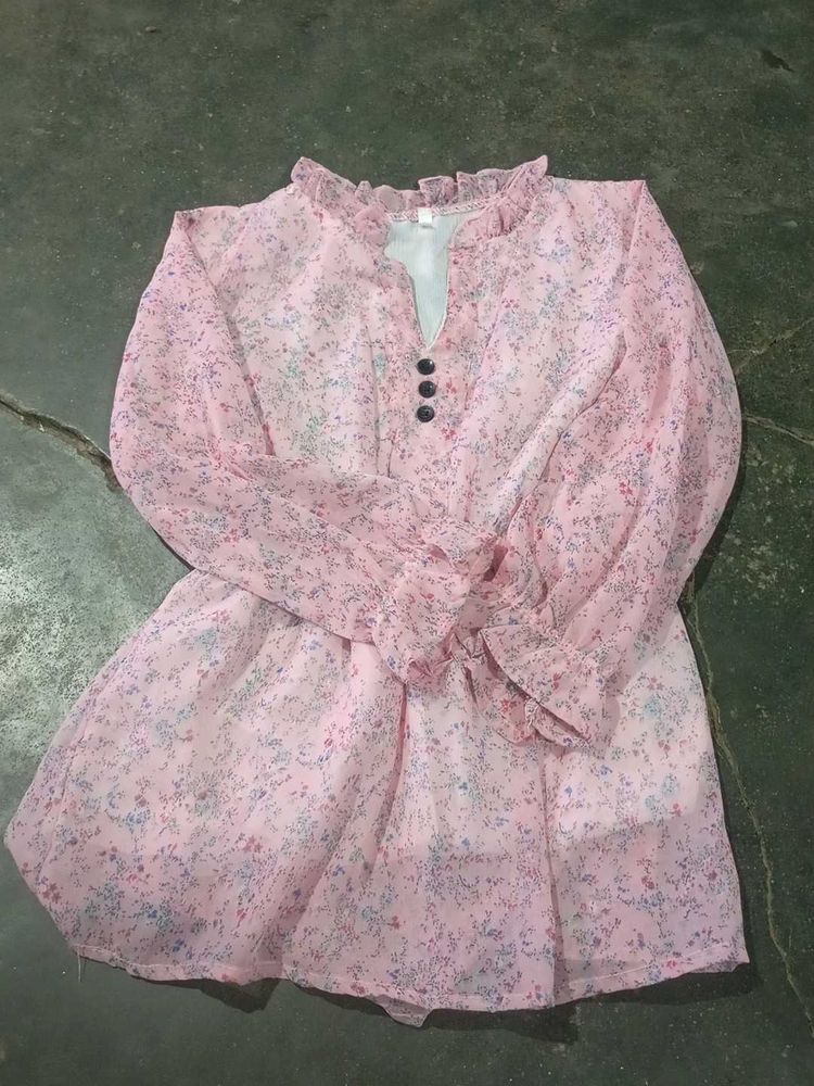 Pink Floral Print Dress