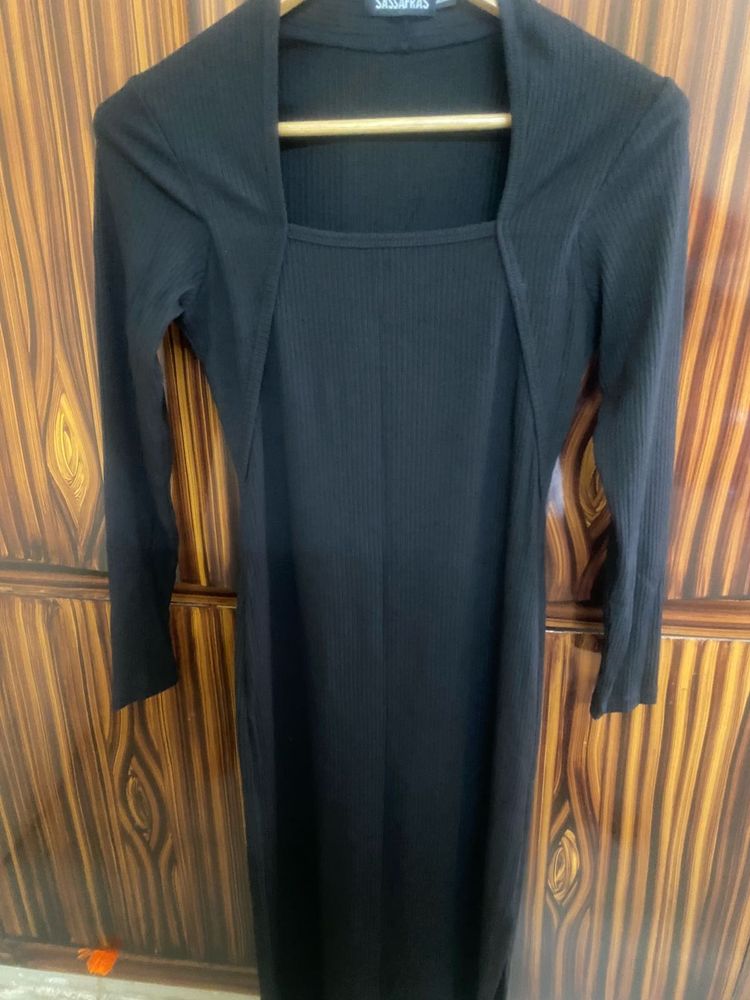Black Bodycon Dress With Side Slit