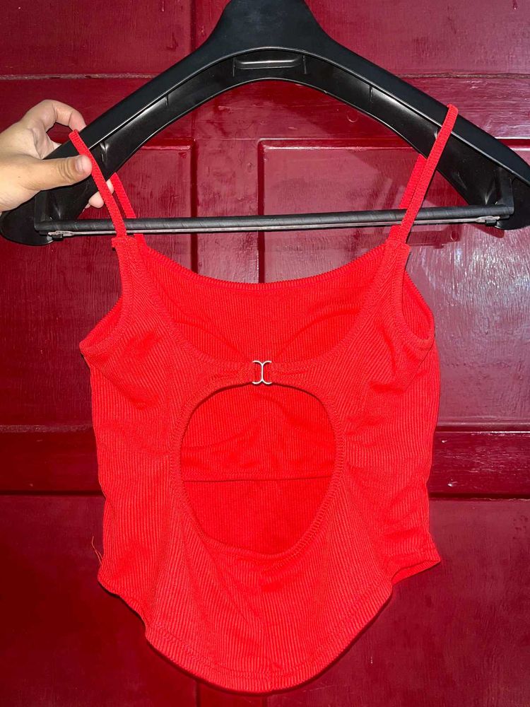 Red Backless Cami Top