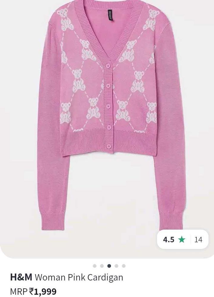H&amp;M Pink Teddy Bear Cardigan
