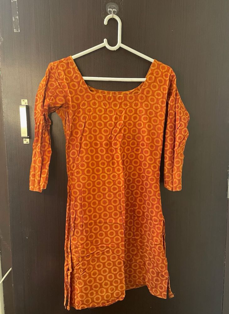 Rust Brown Printed Kurti