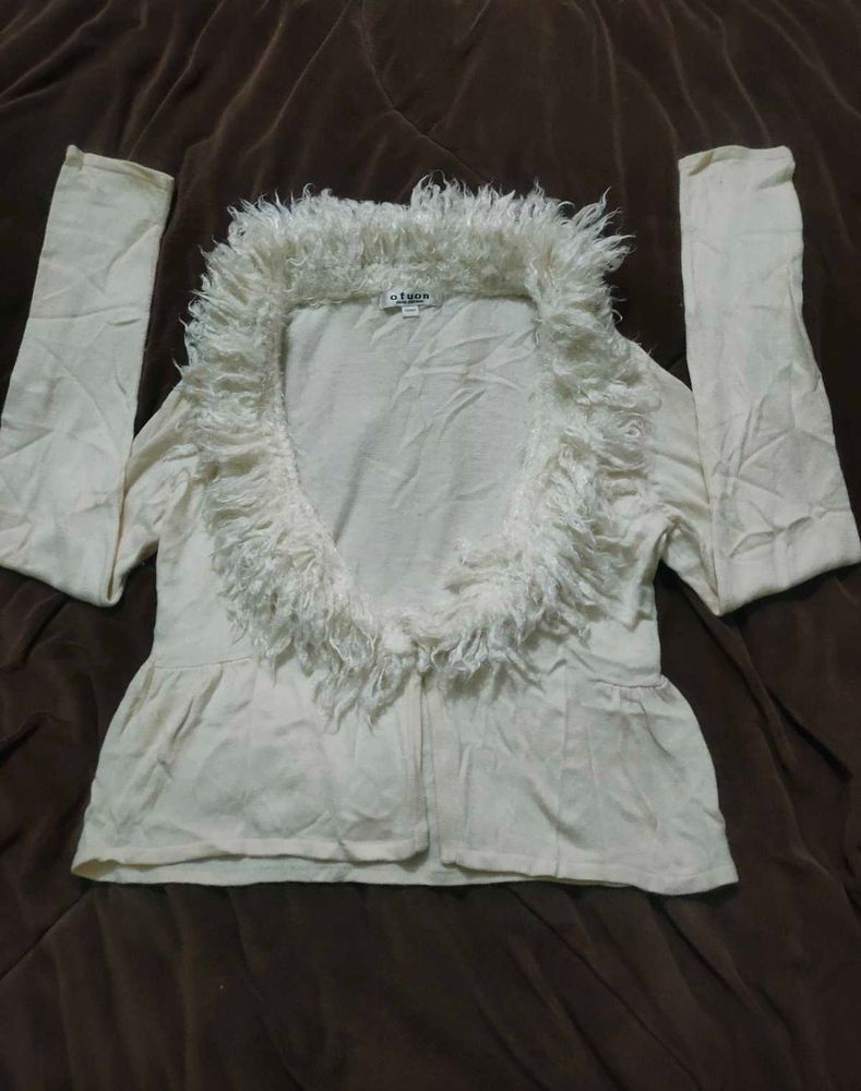 Furry Trim Cardigan/Shrug