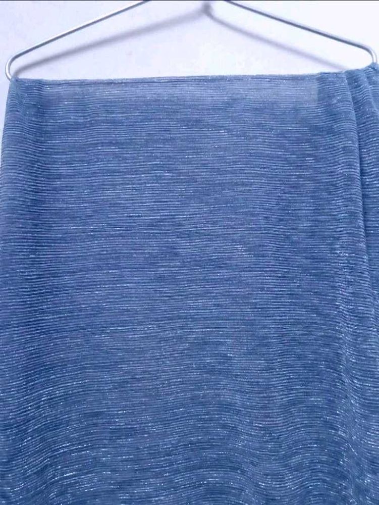 Blue Sheer Fabric with Metallic Thread