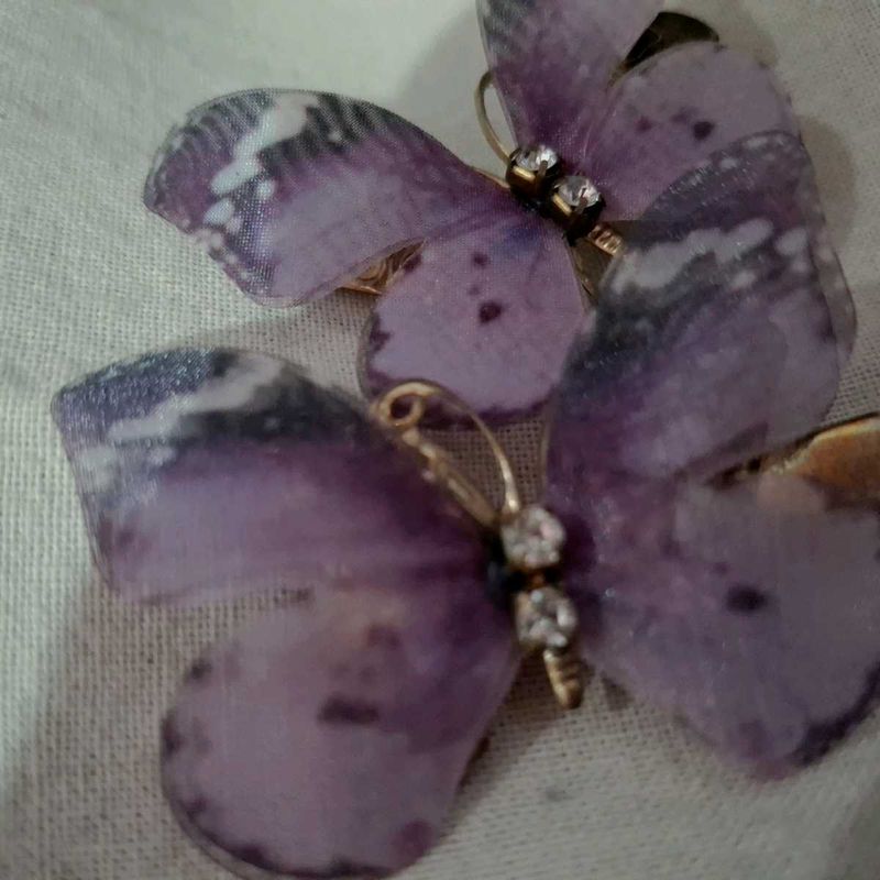 lavender colour butterfly clips with stone