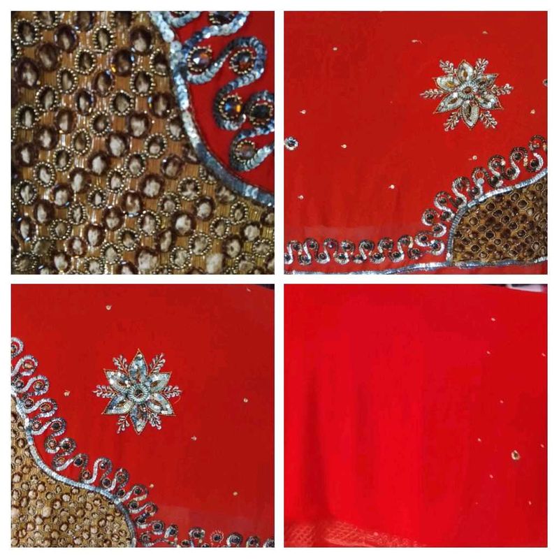 Rust Embellished Saree