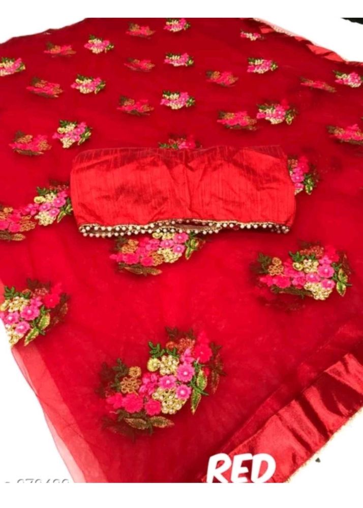 Stylish Designer Red Saree