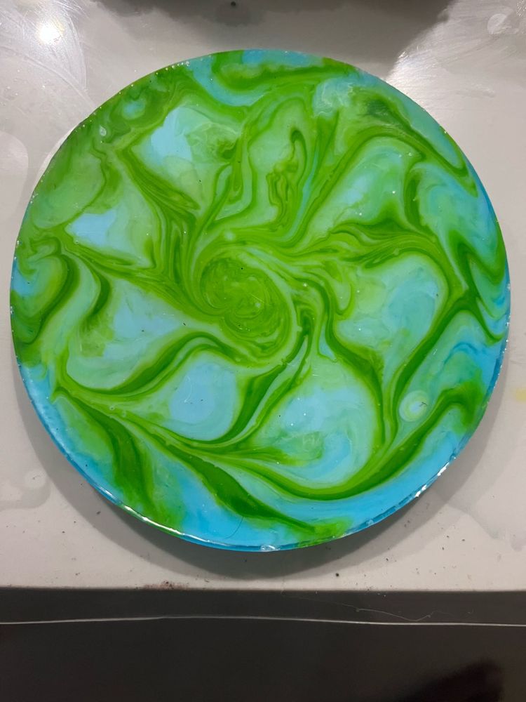 Abstract Green and Blue Resin Coaster