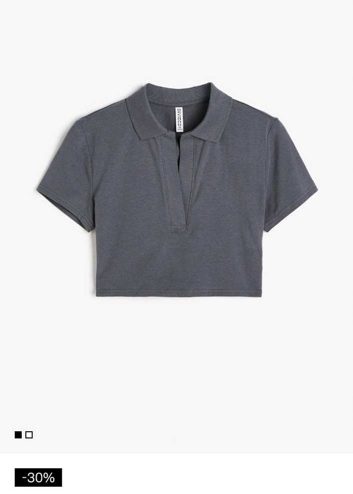 Gray Cropped Polo Top