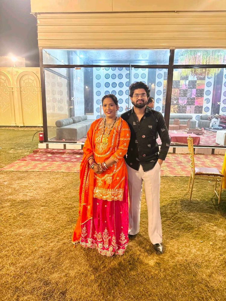 Orange &amp; Pink Embroidered Suit