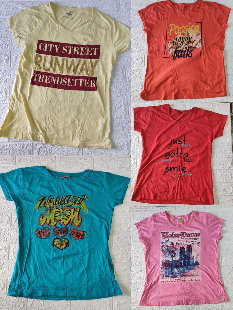 Set of 5 Graphic Print T-Shirts